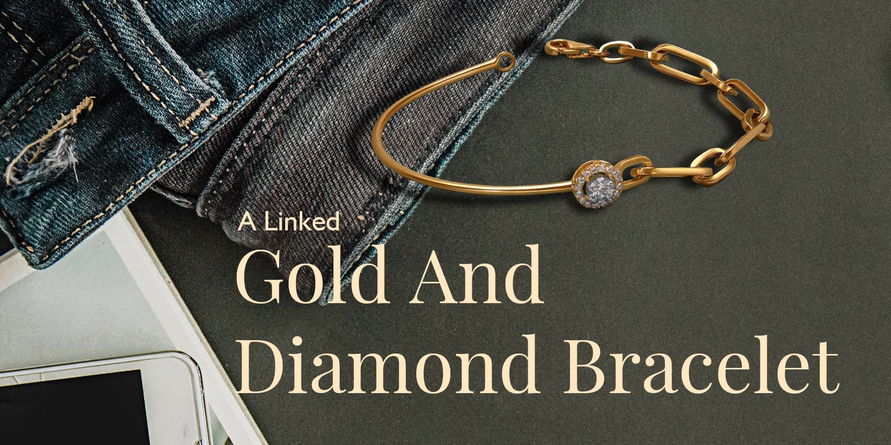 A Linked Gold And Diamond Bracelet