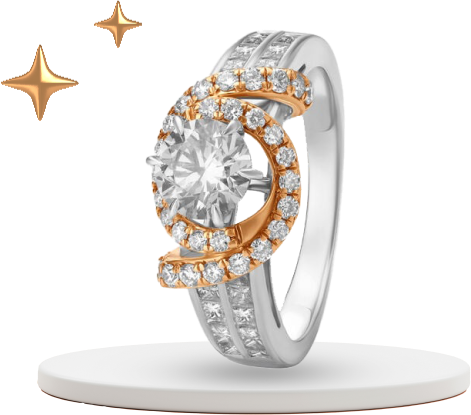 Dual-Tone Solitaire Swirl Ring