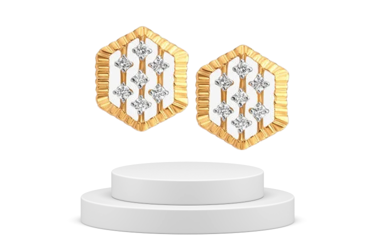 Geometric Glamour Diamond Stud Earrings