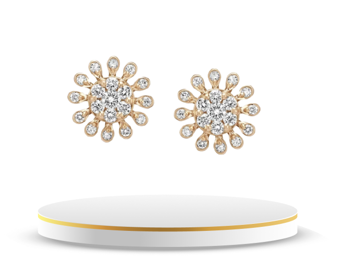 Graceful Floral Diamond Stud Earrings