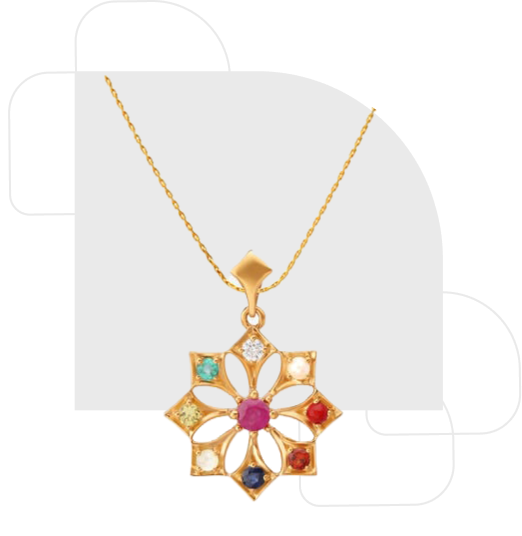 Regal Navaratna Diamond Pendant