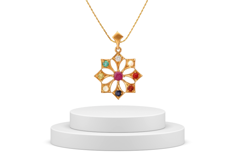 Regal Navratna Diamond Pendant